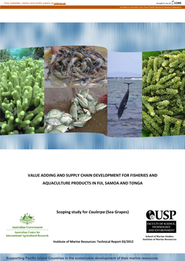Value Adding and Supply Chain Development for Fisheries and Aquaculture Products in Fiji, Samoa and Tonga