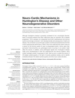 Neuro-Cardio Mechanisms in Huntington's Disease and Other