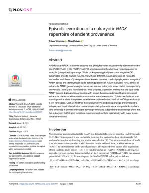 Episodic Evolution of a Eukaryotic NADK Repertoire of Ancient Provenance