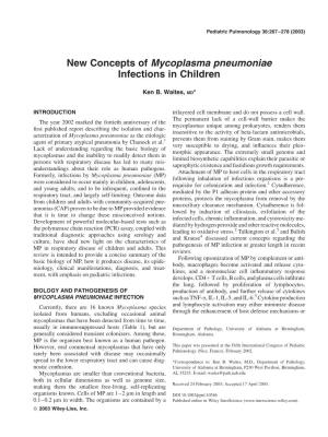 New Concepts of Mycoplasma Pneumoniae Infections in Children