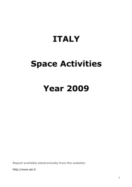 ITALY Space Activities Year 2009