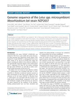 Genome Sequence of the Lotus Spp. Microsymbiont Mesorhizobium Loti