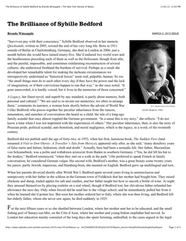 The Brilliance of Sybille Bedford by Brenda Wineapple | the New York Review of Books 2/26/15, 12:03 PM