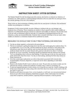 Instruction Sheet: Otitis Externa