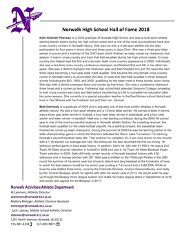 Norwalk High School Hall of Fame 2018