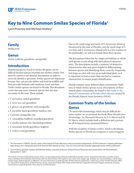 Key to Nine Common Smilax Species of Florida1 Lynn Proenza and Michael Andreu2