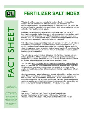 Fertilizer Salt Index