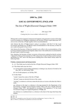 1999 No. 2393 LOCAL GOVERNMENT, ENGLAND The