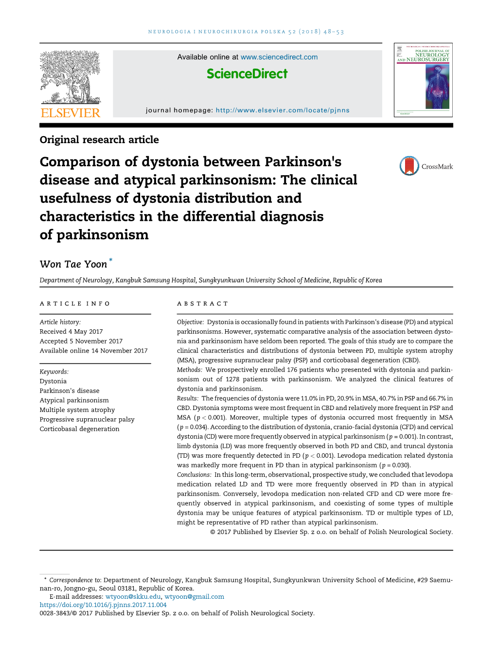 The Clinical Usefulness of Dystonia Distributi