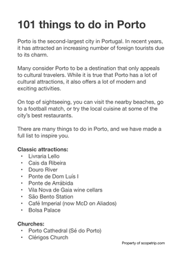 101 Things to Do in Porto