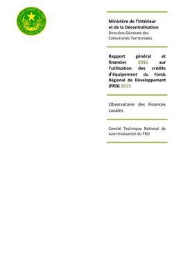 Rapport Général Et Financier 2015