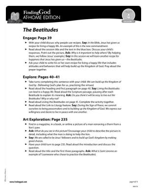 The Beatitudes Engage: Page 39 ▶▶ with Your Child Discuss Why People Use Recipes