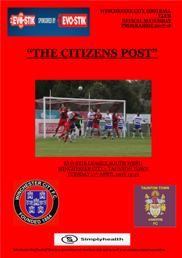 “The Citizens Post” Taunton Town Player Profiles
