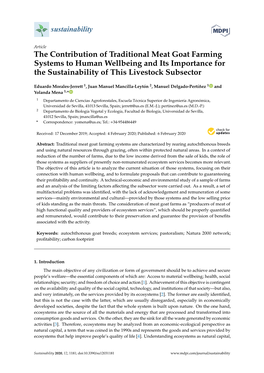 The Contribution of Traditional Meat Goat Farming Systems to Human Wellbeing and Its Importance for the Sustainability of This Livestock Subsector