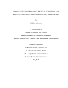 Stand and Tree Growth Characteristics of Quercus Garryana