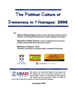 Political Culture of Democracy in Nicaragua: 2006