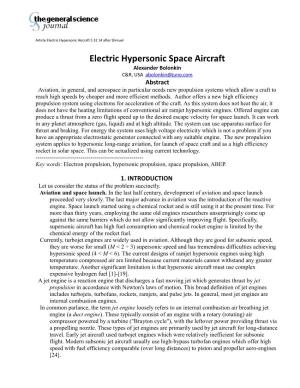 Electric Hypersonic Space Aircraft