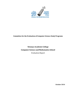 Netanya Academic College Computer Science and Mathematics School Evaluation Report