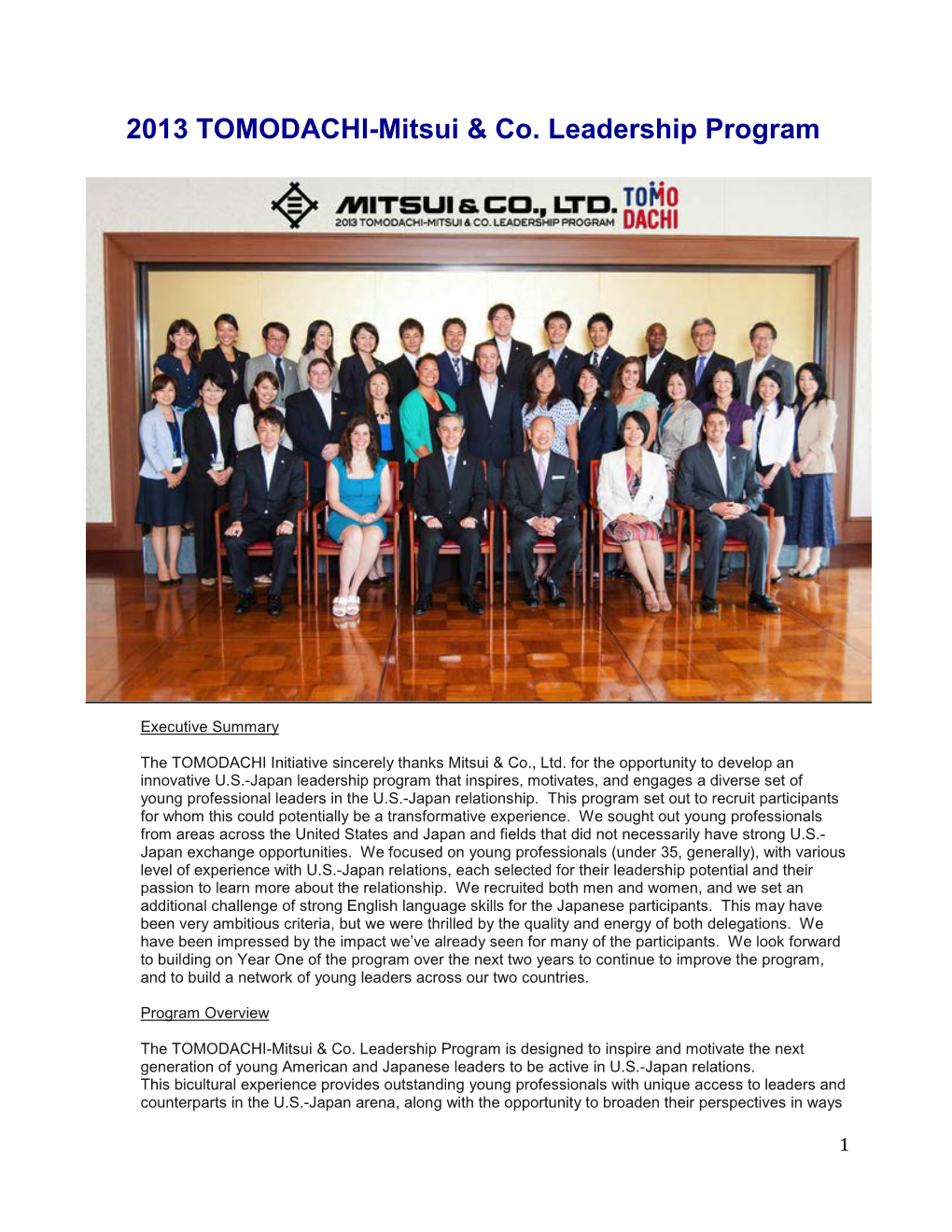 2013 TOMODACHI-Mitsui & Co. Leadership Program