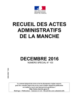 Recueil Des Actes Administratifs De La Manche