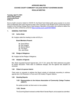 April 13 2021 Board Meeting Minutes