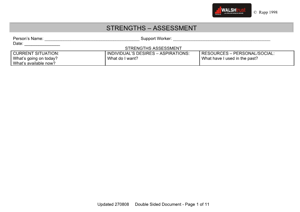 Strengths Assessment Form 270808