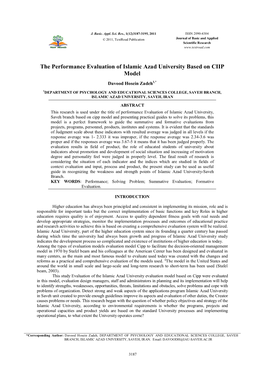 The Performance Evaluation of Islamic Azad University Based on CIIP Model
