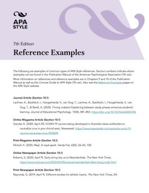 APA 7 Citation Examples