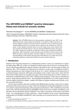 The ANTARES and Km3net Neutrino Telescopes: Status and Outlook for Acoustic Studies
