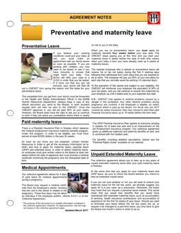 Preventative and Maternity Leave