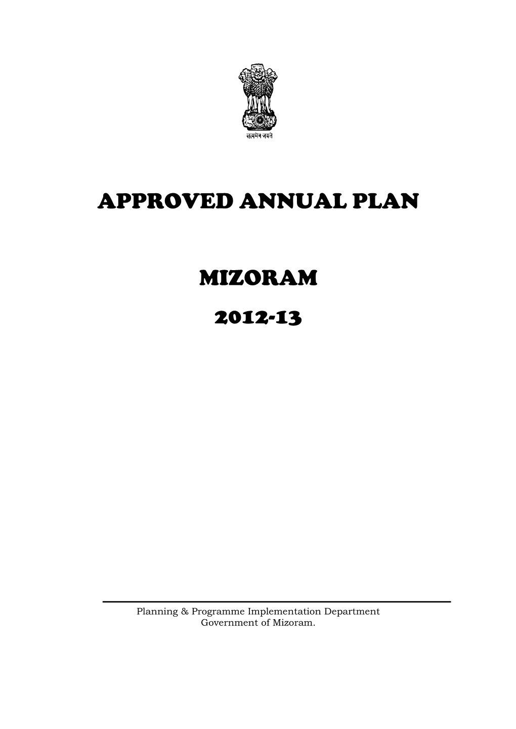 Approved Annual Plan Mizoram 2012-13