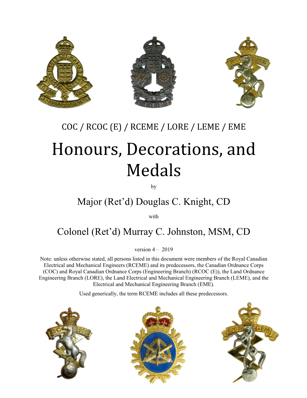 RCEME Honours, Decorations, and Medals V4