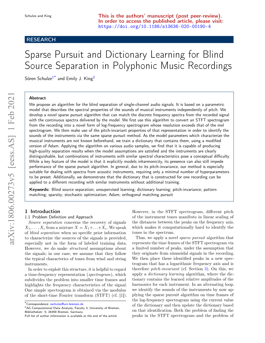 Sparse Pursuit and Dictionary Learning for Blind Source Separation in Polyphonic Music Recordings