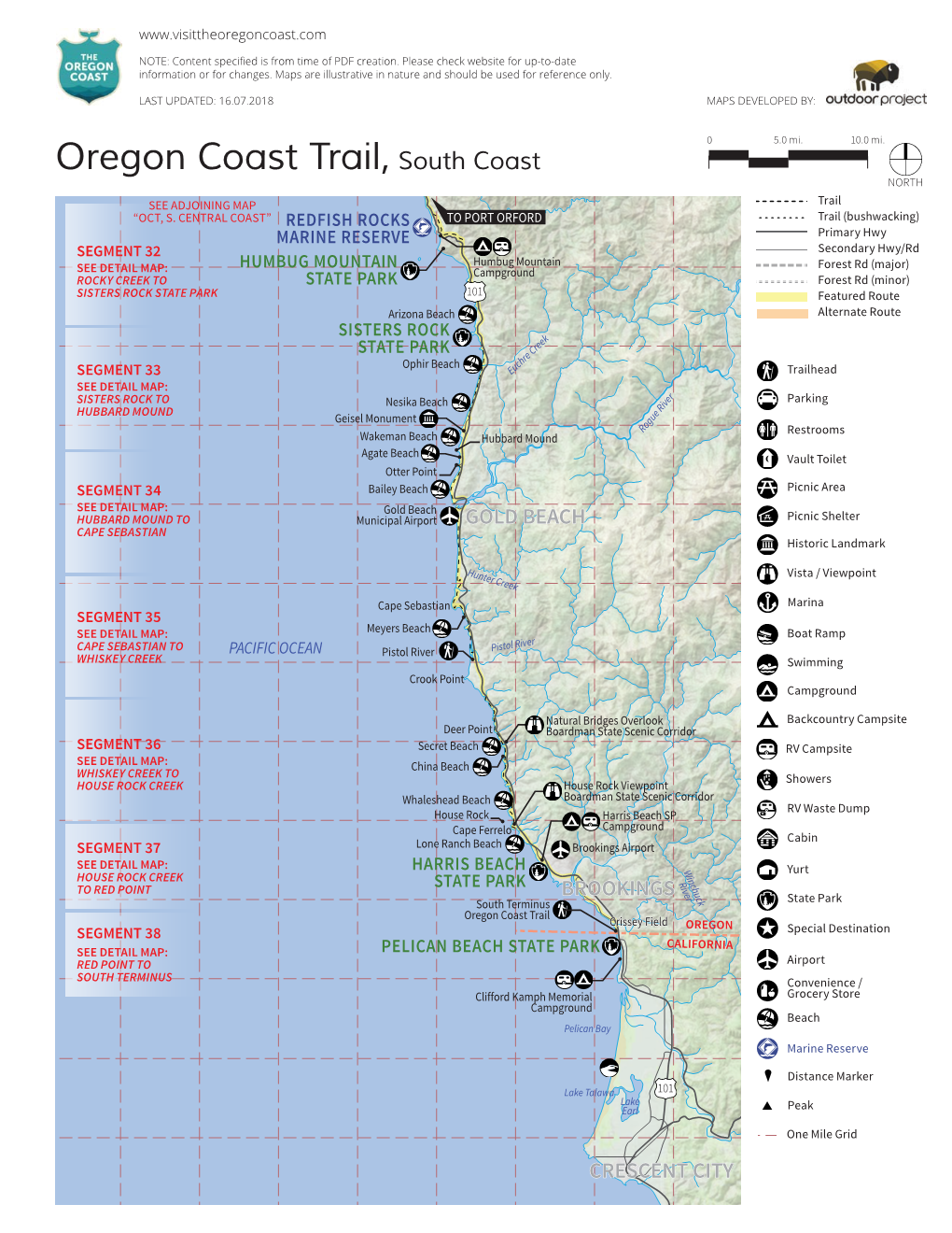 Oregon Coast Trail, South Coast NORTH SEE ADJOINING MAP Trail “OCT, S ...