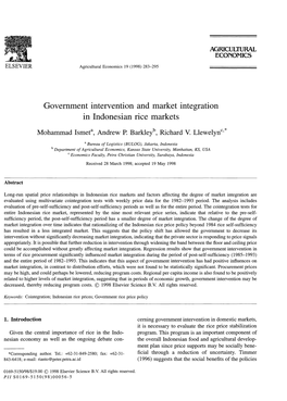 Government Intervention and Market Integration in Indonesian Rice Markets