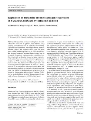 Regulation of Metabolic Products and Gene Expression in Fusarium Asiaticum by Agmatine Addition