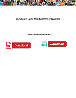 Syndicate Bank Mini Statement Number
