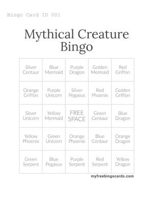 Mythical Creature Bingo
