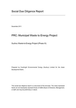 Suzhou Waste-To-Energy Project (Phase III)