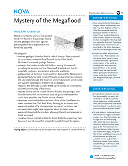 Mystery of the Megaflood 1 Have Students Locate Washington, Oregon, Idaho, and Montana on a U.S