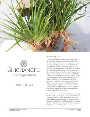 Shichangpu the Perfume Industry and As a Flavoring for Pipe Tobacco