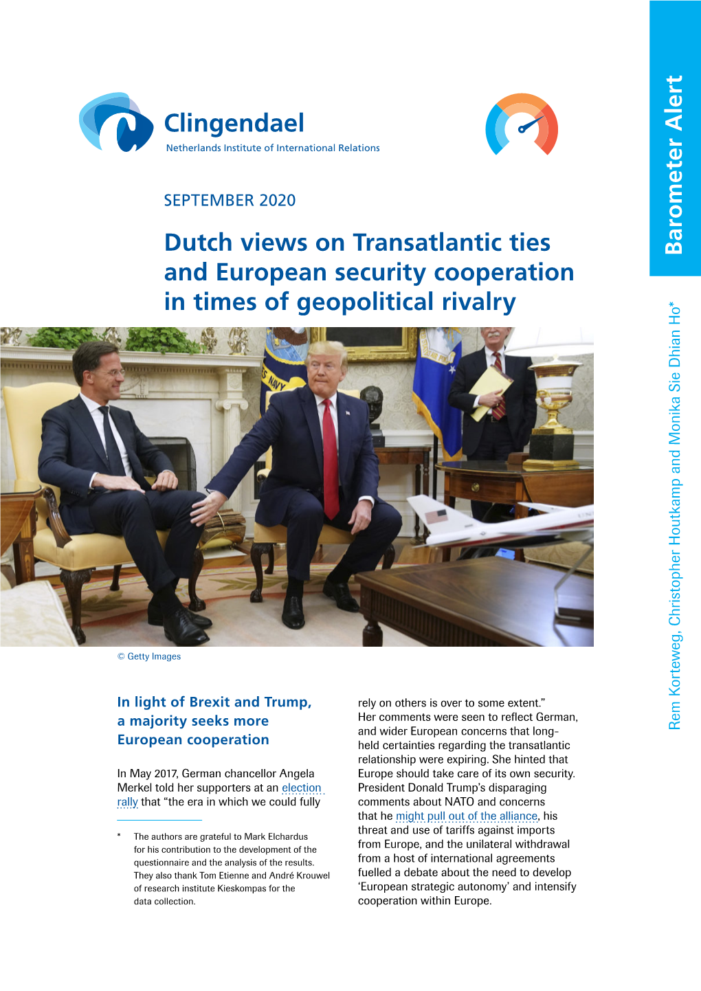 Dutch Views on Transatlantic Ties and European Security Cooperation In