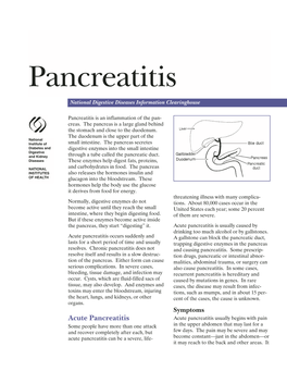 Chronic Pancreatitis Does Not and Causing Pancreatitis