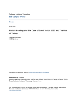 Nation Branding and the Case of Saudi Vision 2030 and the Use of Twitter