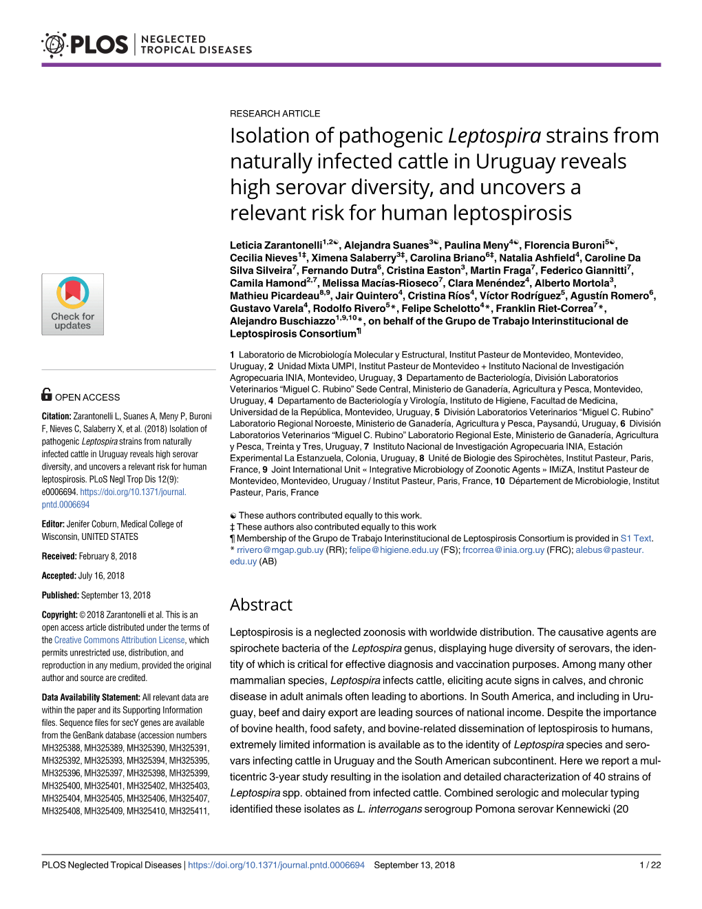 Isolation of Pathogenic Leptospira Strains From