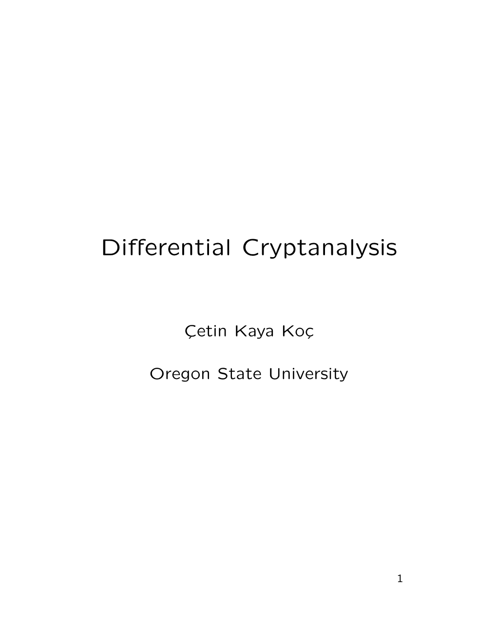 Differential Cryptanalysis