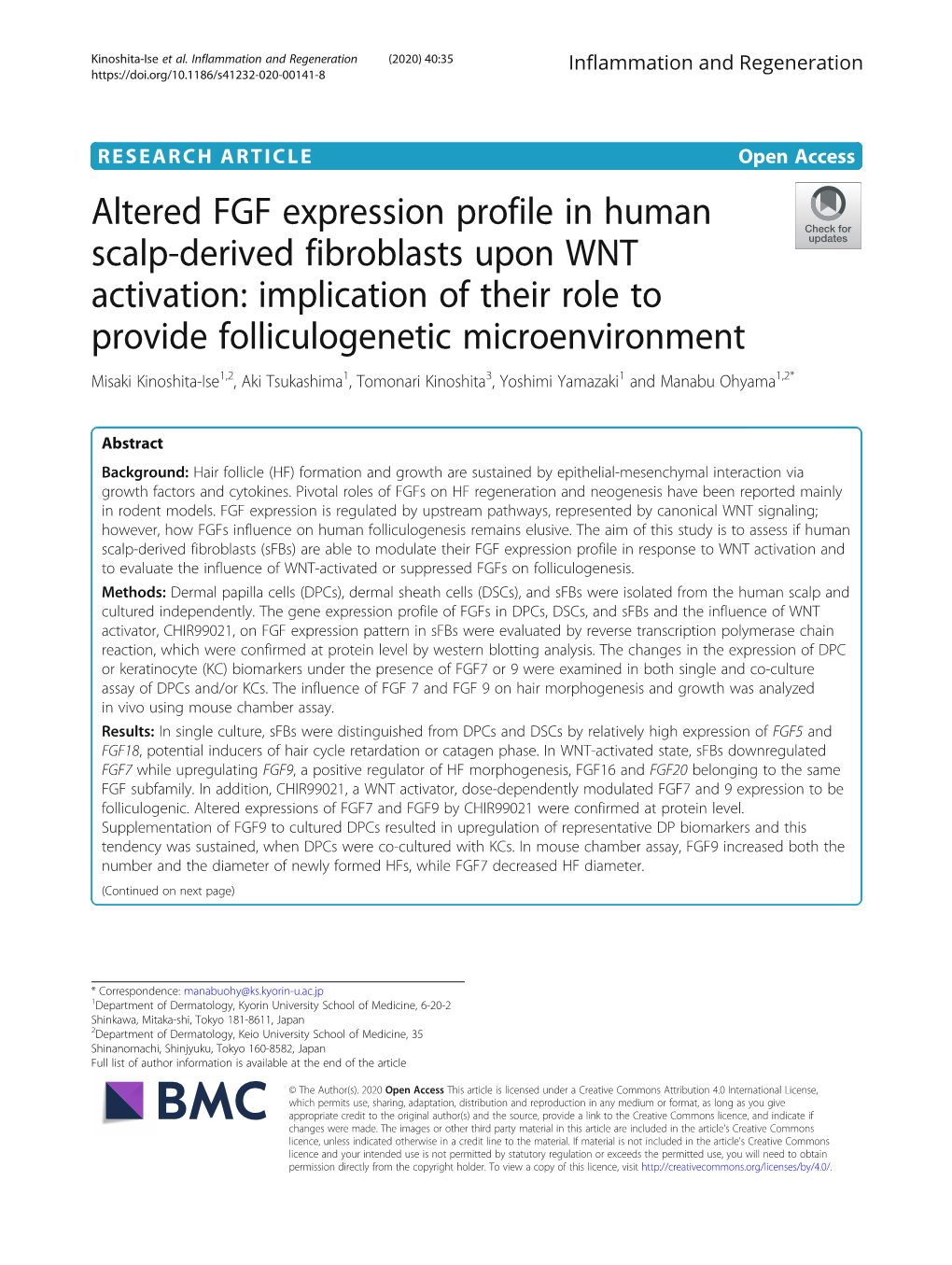 Altered FGF Expression Profile in Human Scalp-Derived Fibroblasts