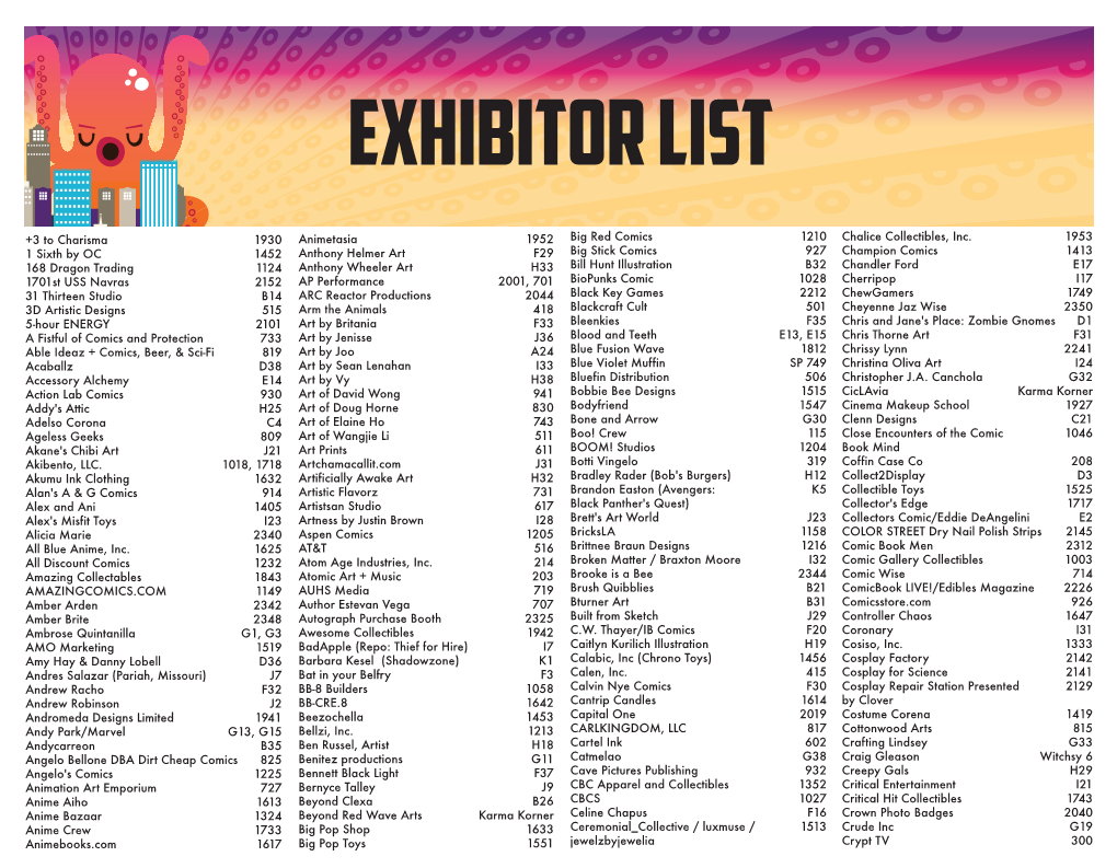 Exhibitor List