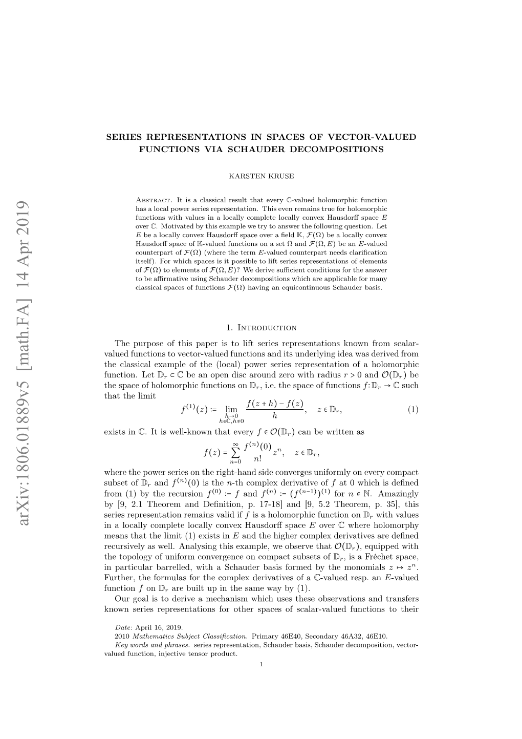 Arxiv:1806.01889V5 [Math.FA]