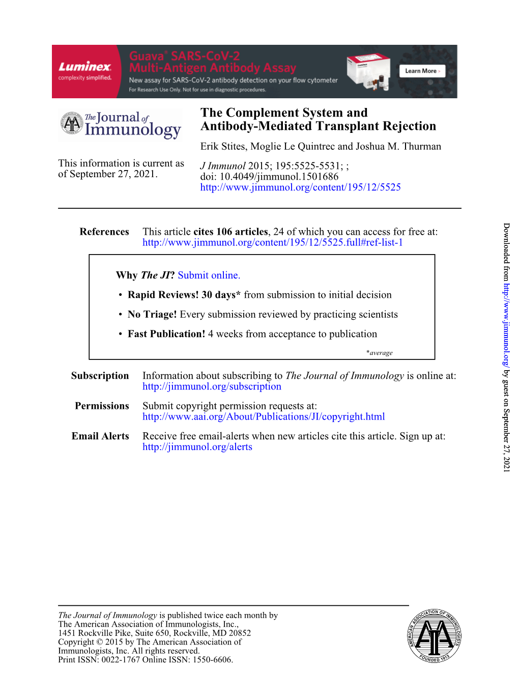 Antibody-Mediated Transplant Rejection the Complement System